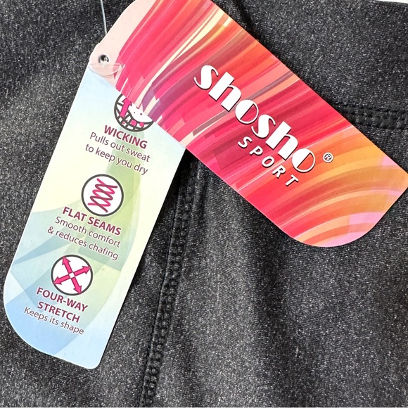 NWT Shosho Active Charcoal Grey Capri Leggings Crisscross M - Picture 4 of 8